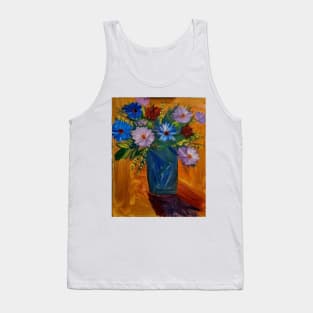 Some abstract mixed flowers in a metallic vase Tank Top